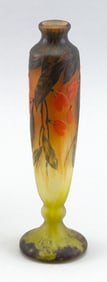 DAUM NANCY CAMEO GLASS BUD VASE France, Early 20th Century Height 9.5".