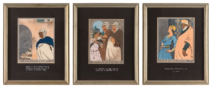 MANUEL ANTONIO PACHECO (America, b. 1899), Three illustrations based on Algerian proverbs:, Colored