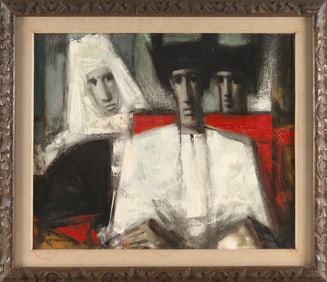 ANTONIN MAREK MACHOUREK (France/Czech Republic, 1913-1991), Prayer scene., Oil on canvas, 19.5" x