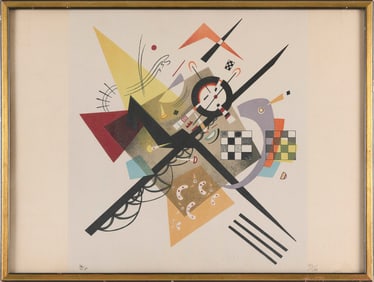 AFTER WASSILY KANDINSKY (Russia, 20th Century), "Auf Weiss II"., Color lithograph, 14.5" x 13.25".