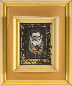 PABLO PICASSO (Spain/France, 1881-1973), Man in ruff., Color lithograph, 12" x 9" sight. Framed 23"