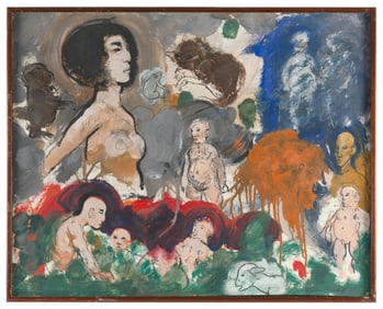 ROBERT BEAUCHAMP (New York/Massachusetts/Colorado, 1923-1995), "Fantasy Figures"., Gouache on paper,
