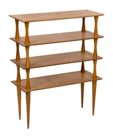 MID-CENTURY MODERN FOUR-TIER SHELVING UNIT 20th Century Height 37". Width 30". Depth 12".