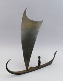 WERKSTATTE HAGENAUER WIEN PATINATED BRASS SAILBOAT Vienna, Mid-20th Century Height 18".