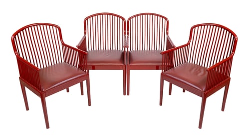 FOUR DAVIS ALLEN FOR STENDIG "ANDOVER" CHAIRS 1980s Back heights 37". Seat heights 17". Width across