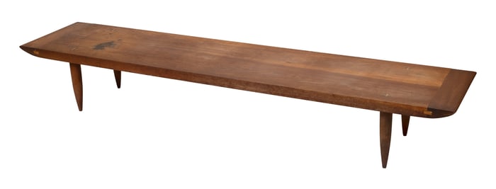 GEORGE NAKASHIMA (AMERICA/JAPAN/INDIA, 1905-1990) LOW TABLE/BENCH Mid-20th Century Height 13".