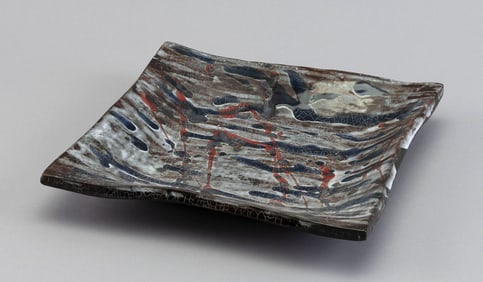 TOSHIKO TAKAEZU (Ohio/New York/New Jersey/Hawaii/Japan, 1922-2011), Glazed ceramic square dish., 9"