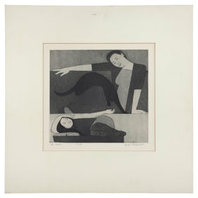 WILL BARNET (Massachusetts/New York, 1911-2012), "The Robe", 1964., Etching and aquatint, 12.5" x