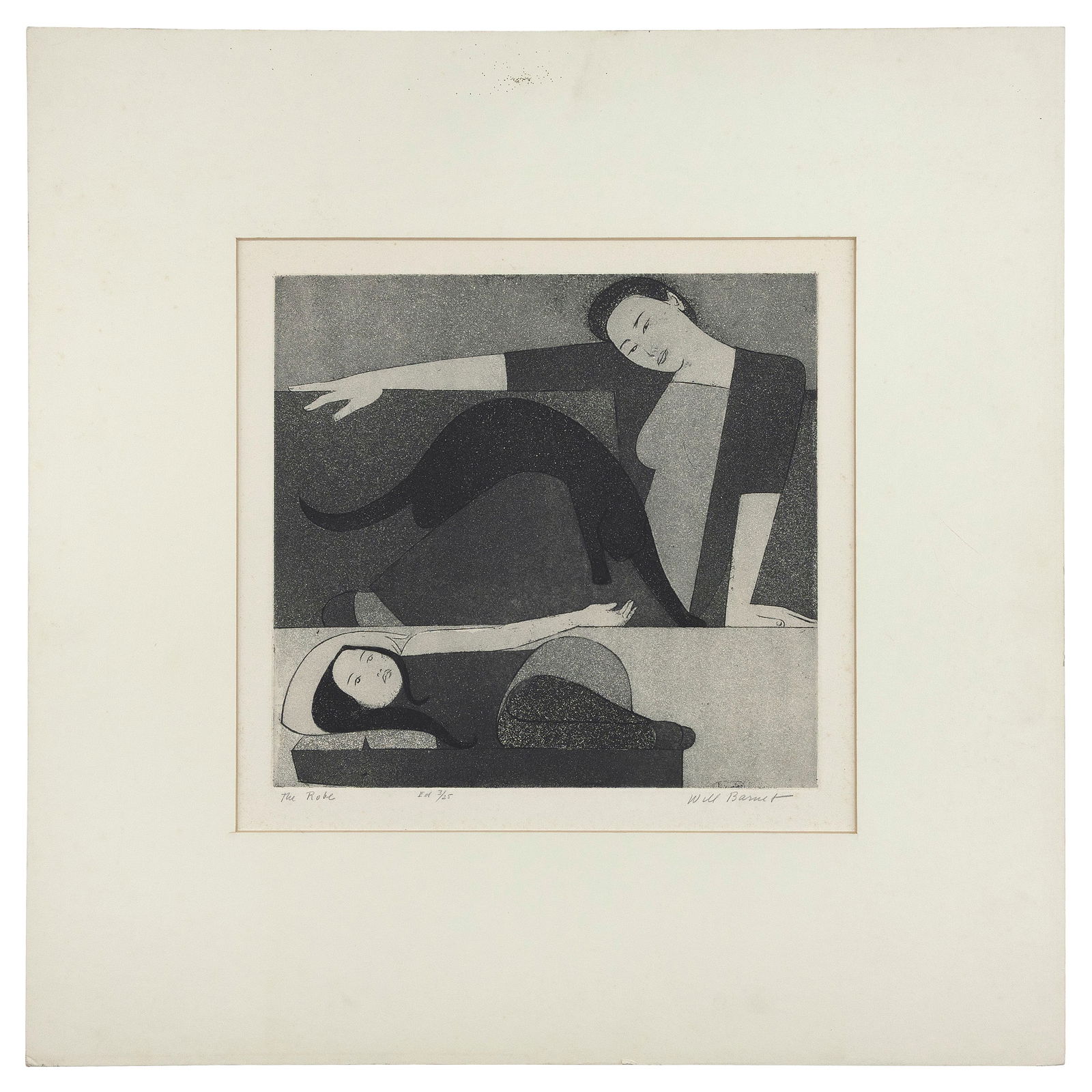 WILL BARNET (Massachusetts/New York, 1911-2012), "The Robe", 1964., Etching and aquatint, 12.5" x (1 of 3)