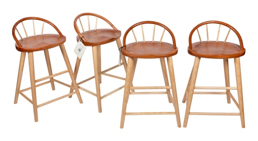FOUR THOMAS MOSER "BOWBACK" STOOLS Auburn, Maine, Contemporary Back heights 33". Seat heights 26".