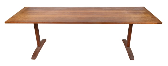 THOMAS MOSER "TRESTLE" DINING TABLE Auburn, Maine, Contemporary Height 30". Length 96". Width 33".