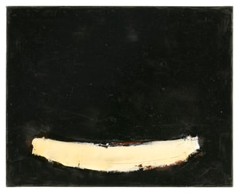 TJ WALTON (Massachusetts, 1965-), Yellow boat against a black ground., Oil on canvas, 16" x 20".