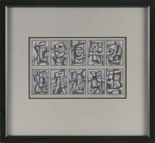 JOSEPH MEERT (Kansas/Connecticut/Belgium, 1905-1990), Ten abstracts on one sheet., Graphite and