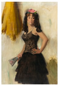 SAMUEL EDMUND OPPENHEIM (New York/Florida, 1901-1992), Spanish dancer., Oil on canvas, 49" x 34".