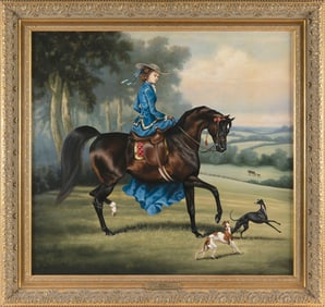 JULIE A. WEAR (America, Contemporary), "Sophia"., Oil on canvas, 28" x 30". Framed 34.6" x 38".