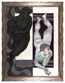 JUAREZ MACHADO (Brazil, 1941-), "Preto e Blanco"., Oil on canvas, 51" x 38". Framed 59" x 46".