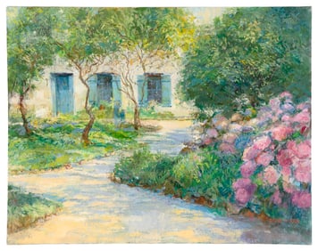 JANE GOODE (Illinois/California, 1932-), "Mission Garden"., Oil on canvas, 24" x 30". Unframed.