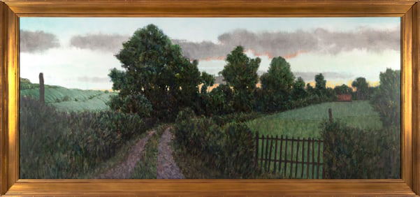 DONALD JURNEY (America, 1945-), "A Lovely Evening Near Vallonges[sic]"., Oil on canvas, 30" x 72".
