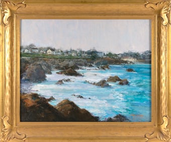JANE GOODE (Illinois/California, 1932-), "Half Moon Bay"., Oil on canvas, 22" x 28". Framed 29" x