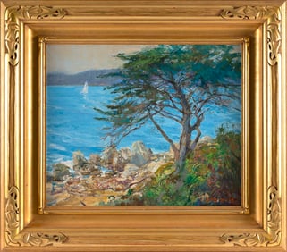 JANE GOODE (California/Illinois, 1932-), "Carmel Bay"., Oil on canvas, 20" x 24". Framed 30" x 34".
