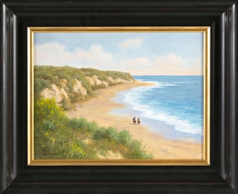 DAVID CHAPPLE (California, 1947-), "Beach Riders"., Oil on masonite, 12" x 16". Framed 17.5" x