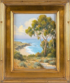 DAVID CHAPPLE (California, 1947-), "Coastal Path"., Oil on board, 14" x 11". Framed 21" x 17".