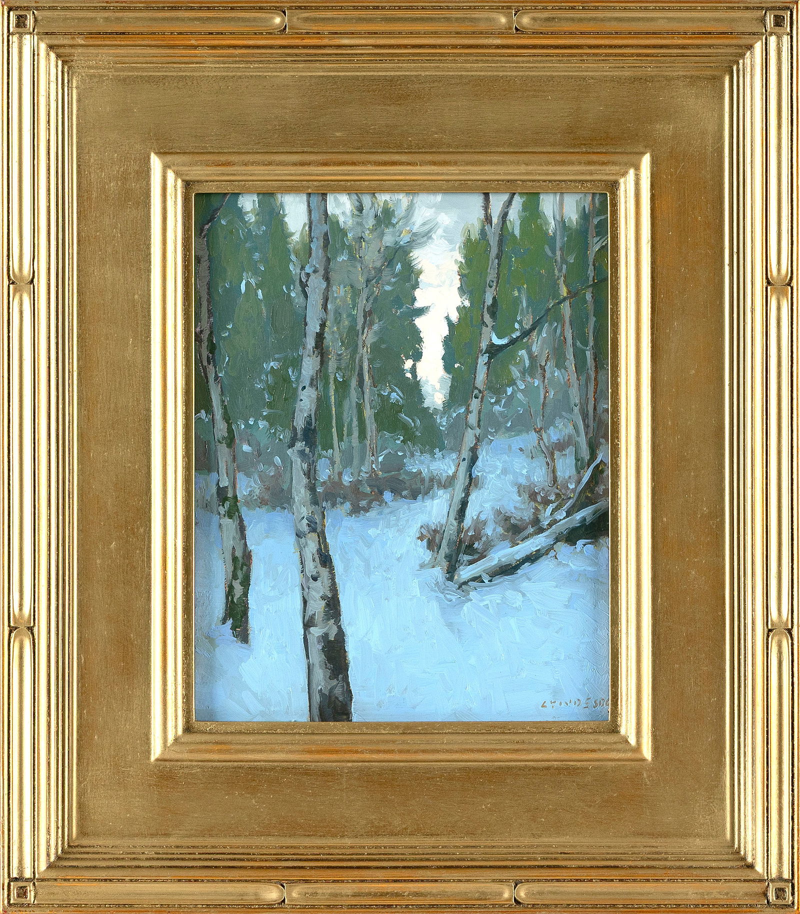 TAYLOR LYNDE (Montana, 1970-), "Solstice"., Oil on canvas board, 10" x 8". Framed 16" x 14". (1 of 2)