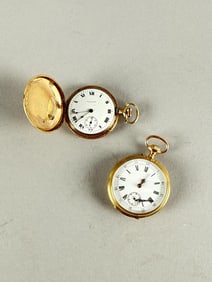 TWO GOLD-CASED POCKET WATCHES Early 20th Century