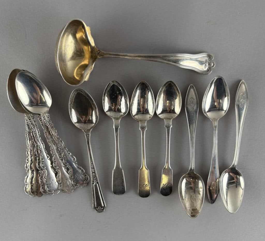 FOURTEEN PIECES OF STERLING SILVER FLATWARE Early to Mid-20th Century Approx. 12.5 troy oz. (1 of 1)