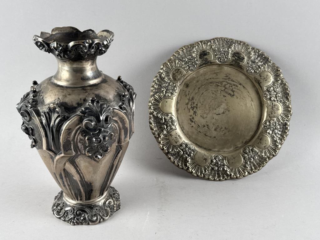 TWO PIECES OF PORTUGUESE 833 SILVER 19th Century Total approx. 28.8 troy oz. (1 of 3)