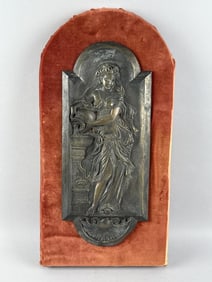 CAST METAL GREEK GODDESS PLAQUE 19th Century Overall 20" x 10".