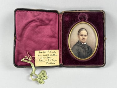 GEORGE SLOANE (Massachusetts, 1864-1942), Portrait miniature of a woman in black dress., Frame 3.75"