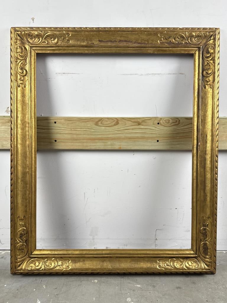 CARVED AND GILT FRAME Circa 1930 Opening 24.5" x 30.5". Overall 31.5" x 37.5". (1 of 3)