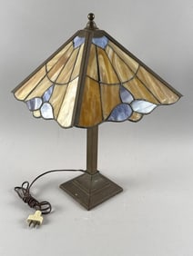 ART NOUVEAU DESK LAMP Early 20th Century Height 19". Shade width 13".