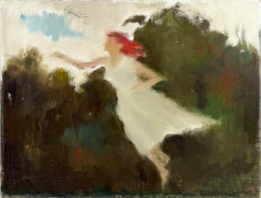 SAMUEL EDMUND OPPENHEIM (New York/Florida, 1901-1992), "Red Head in Flight"., Oil on canvas, 14" x
