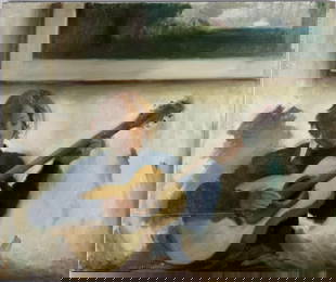 SAMUEL EDMUND OPPENHEIM (New York/Florida, 1901-1992), "David with Guitar"., Oil on canvas, 40" x