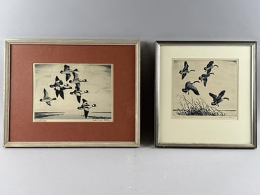 CHURCHILL ETTINGER (Vermont/New Jersey, 1903-1984), "Setting Geese" and "Butterballs"., Etchings, 8"
