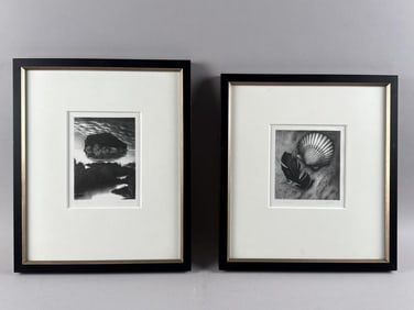 TWO LITHOGRAPHS DEPICTING NATURE SCENES Contemporary Both approx. 7.5" x 6.5" sight. Framed to 17.5"