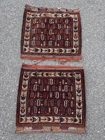 PAIR OF SOUTH PERSIAN BAG FACES: 2'3" X 2'4" Late 20th Century