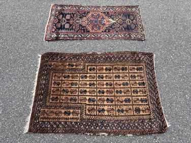 TWO SMALL ORIENTAL RUGS: 2'3" X 4'6" AND 3'2" X 4'6" 20th Century