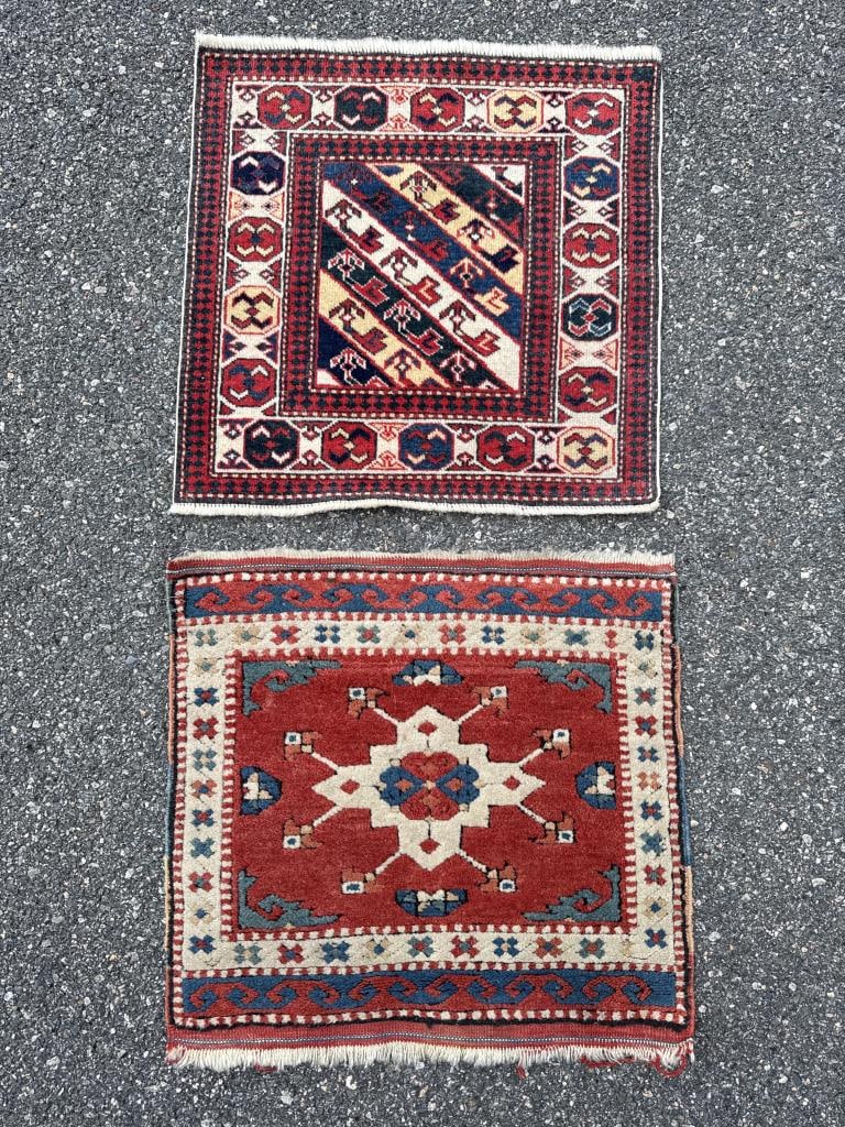 TWO PERSIAN MATS: 1'9" X 2'0" AND 1'11" X 1'11" Late 20th Century (1 of 1)