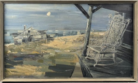 HANS HERBATSCHEK-HANSEN (Scandinavia, Mid-20th Century), "Cape Cod Evening"., Tempera on board, 28"