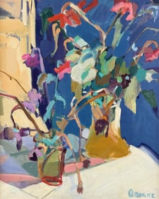 ATTRIBUTED TO ELIZABETH OSBORNE (America, Contemporary), Floral still life., Oil on canvas, 24" x