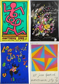 FOUR MONTREUX JAZZ FESTIVAL POSTERS Late 20th Century Sheets 39.5" x 27.5". Unframed.