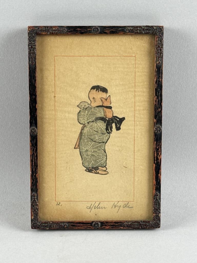 HELEN HYDE (California/Japan, 1868-1919), The Shoes of His Father., Color woodblock print on paper,: HELEN HYDECalifornia/Japan, 1868-1919The Shoes of His Father. Printed in 1901. Signed in pencil lower right. Marked "12" lower left for the edition number. Label verso for Macbeth Gallery, New York. H