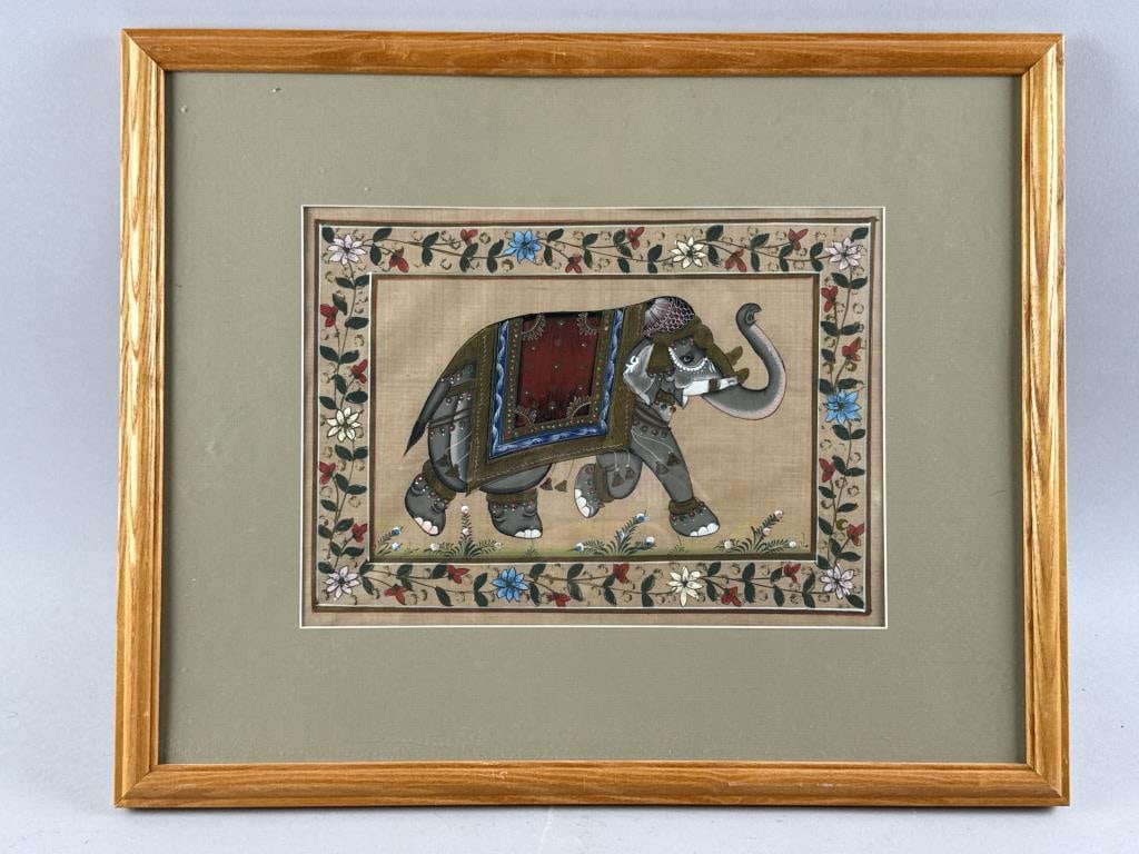 INDIAN SCHOOL (20th Century,), Portrait of an elephant., Gouache, 9.75" x 13.25". (1 of 2)