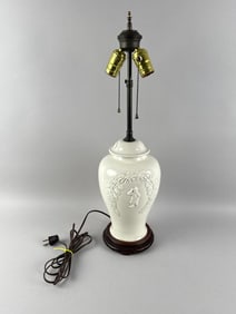 BLANC DE CHINE PORCELAIN VASE MOUNTED AS A TABLE LAMP 20th Century Height 13".