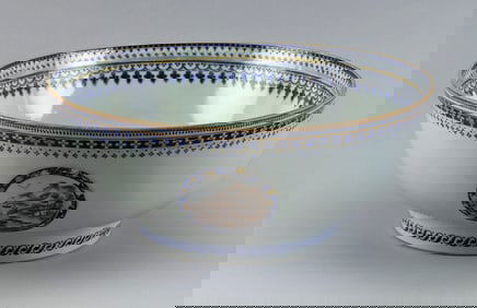 CHINESE EXPORT BLUE AND WHITE PORCELAIN BOWL 19th Century Height 5.5". Diameter 12.5".