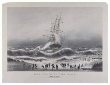 LITHOGRAPH "BARK VERNON ON LYNN BEACH" 21" x 28.75". Unframed.