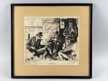 DWIGHT CASE STURGES (Massachusetts, 1874-1940), Lobster Talk., Etching, 11" x 13" sight. Framed